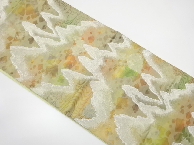 アンティーク　抽象山並に箔散らし模様織り出し袋帯（材料）